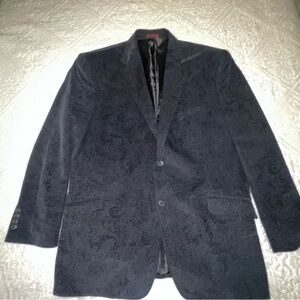 Adolfo Men’s Corduroy Blazer, Black  Paisley, Size 44R